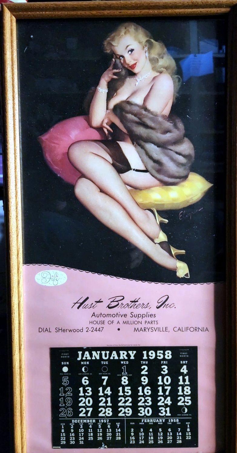 Hust Brothers promotional calendar from January 1958