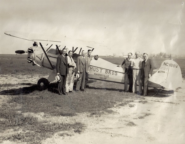 Historic airplane marked Hust Bros Marysville Calif