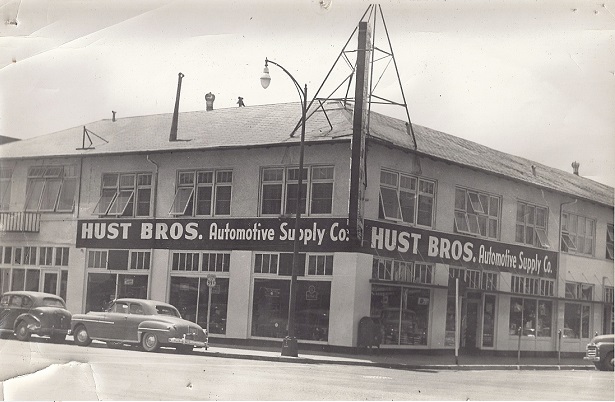 Historic Hust Brothers Automotive Supply storefront at 4th and E Streets in Marysville