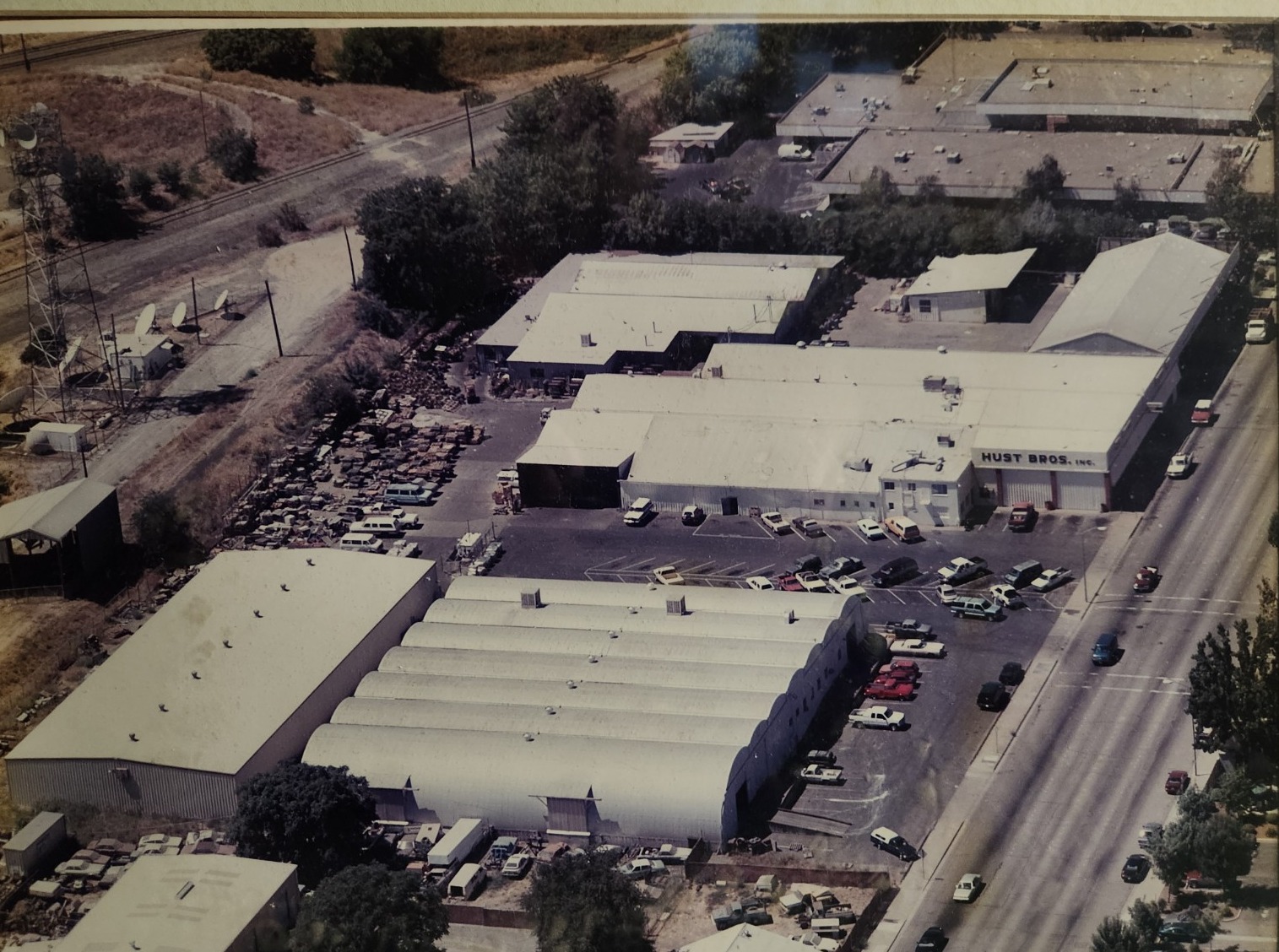 Aerial view of the Hust Brothers Marysville facility in a later era